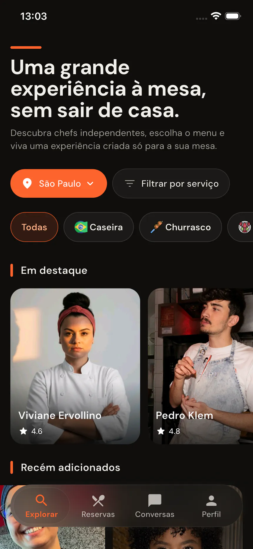 Navegue e descubra chefs no myChef